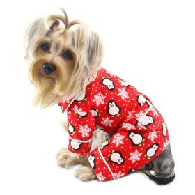 Penguins & Snowflake Flannel PJ with 2 Pockets (Red) - S