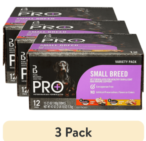 (3 pack) Pure Balance Pro+ Turkey Stew & Chicken Stew Wet Dog Food for Small Breeds, Grain Free, 3.5 oz Cups (12 Pack)